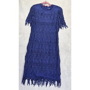 Cattiva Dress 6 Vtg Shift Flapper Long Layers Fringe Blue Formal Tassels 20s